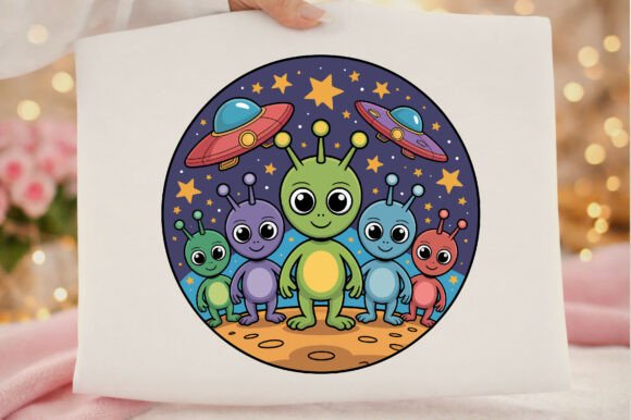 Download Cute Cartoon Aliens and UFOs in Space - Cute Collection
