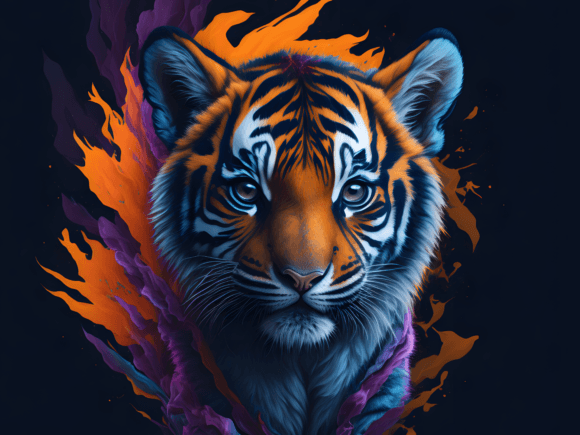 Download Cute Floral Tiger Illustration Art 4 - Cute Collection