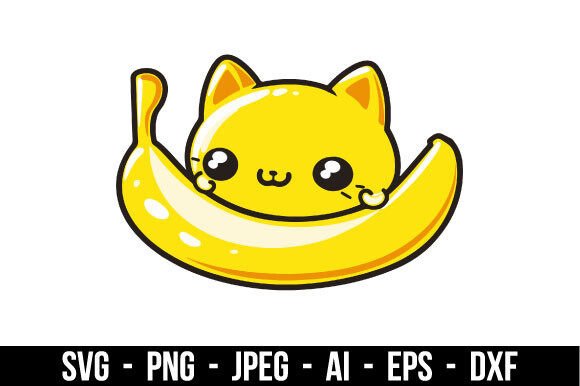 Download Adorable Banana Cat Vector - Cat vector Collection