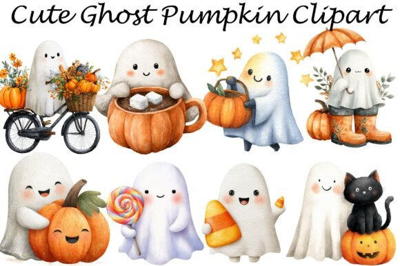 Download Cute Ghost Pumpkin Clipart - Cute Collection