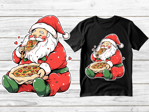 Download Cute Santa Claus Eating Pizza Vector. - Cute Collection