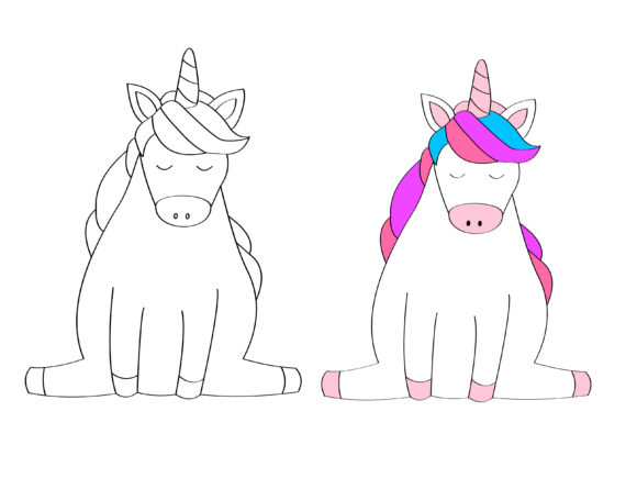 Download Coloring Cute Unicorn Vector - Cute Collection