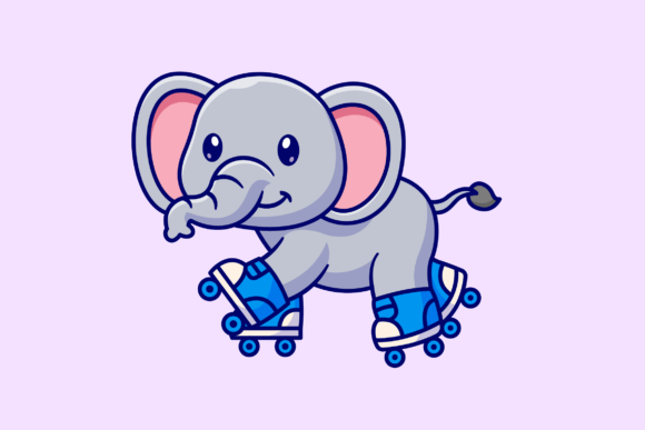 Download Cute Elephant Playing Roller Skate - Cute Collection