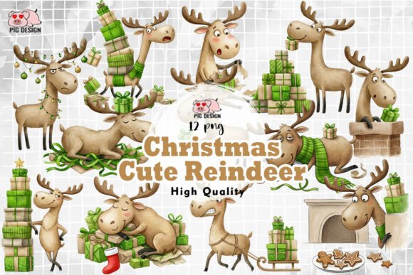 Download Christmas Cute Reindeer Clipart PNG - Cute Collection