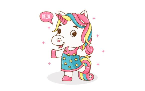 Download Cute Little Unicorn Vector Illustration - Cute Collection