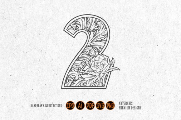 Download Elegant Number 2 Monogram Logo Monochrom - Premium Bundle