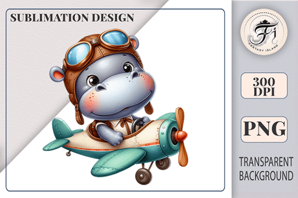 Download Cute Hippo Pilot Sublimation Clipart PNG - Cute Collection