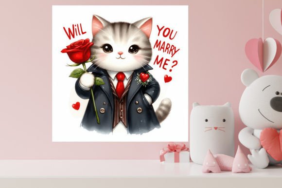Download Valentines Cute Cat Illustration - Cute Collection