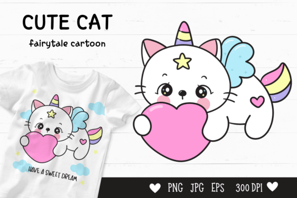 Download Cute Cat Cartoon Kawaii Clipart Fairy - Cat cartoon Collection