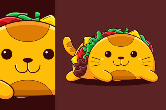 Download Cute Taco Cat Vector Cartoon Style - Cat vector Collection
