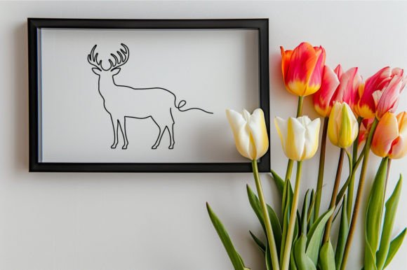 Download One Line Drawing of a Cute Deer Vector - Drawing Collection