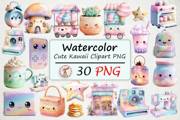 Download Watercolor Cute Kawaii Clipart PNG - Cute Collection