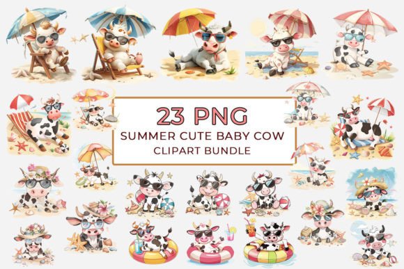 Download Summer Cute Baby Cow Clipart Bundle - Cute Collection