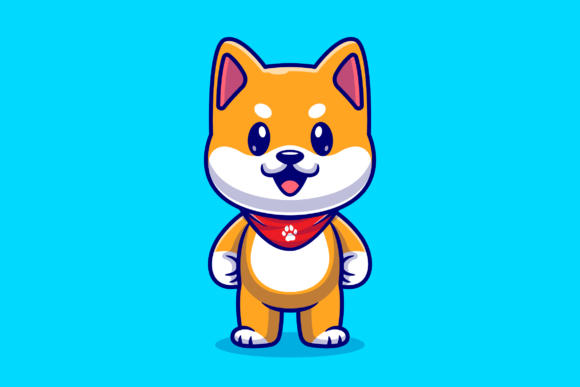 Download Cute Shiba Inu Dog Standing Cartoon - Cute Collection