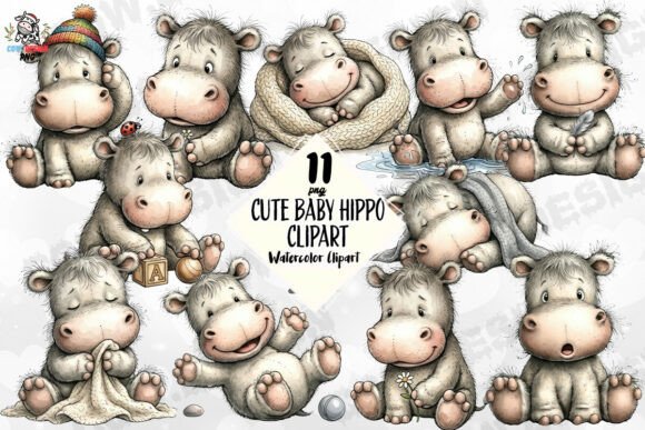 Download Cute Baby Hippo Clipart PNG - Cute Collection