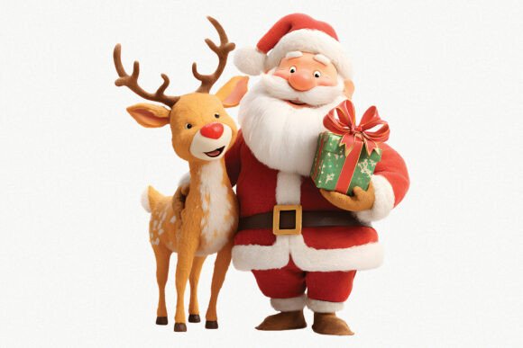Download Christmas Santa &amp; Cute Deer PNG Clipart - Cute Collection