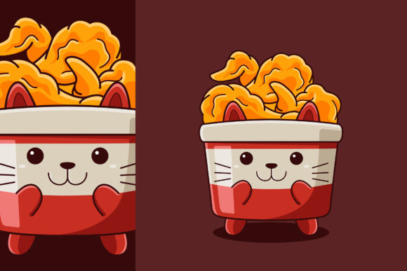 Download Cute Fried Chicken Cat Vector Cartoon - Cat vector Collection