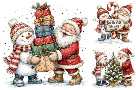Download Cute Santa Snowman Christmas Clipart - Cute Collection
