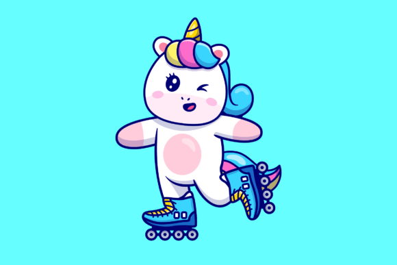 Download Cute Unicorn Playing Roller Skate - Cute Collection