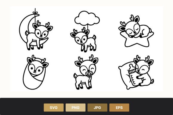 Download Cute Black and White Baby Deer Line Art - Cute Collection